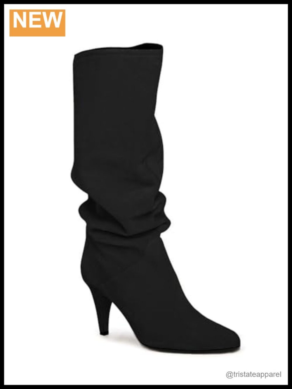 Women's Slouchy Knee High Boots Wide Calf Kitten Heel Pointed Toe Pull On Long
